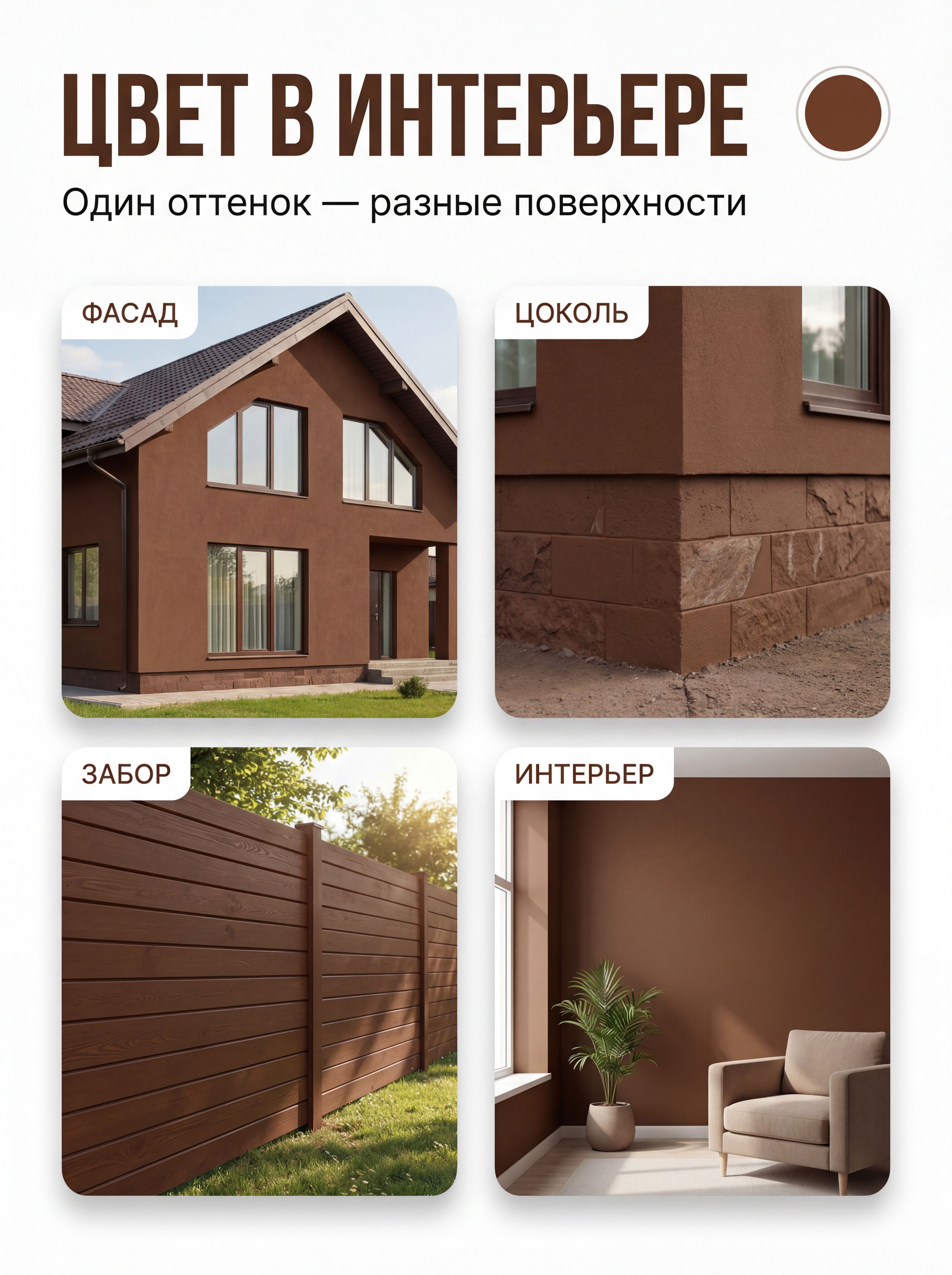 Краска фасадная атмосферостойкая, коричневый